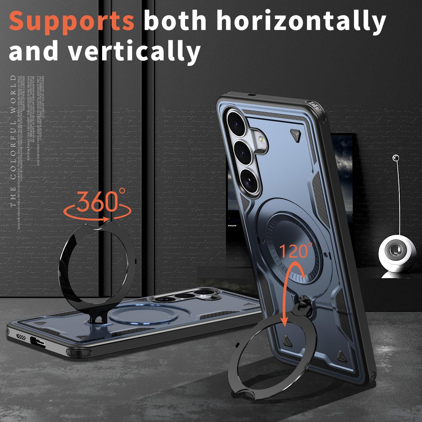 For Galaxy S26 FE 5G Kalebol PC Hybrid TPU Armor MagSafe Ring Holder Phone Case(Blue)
