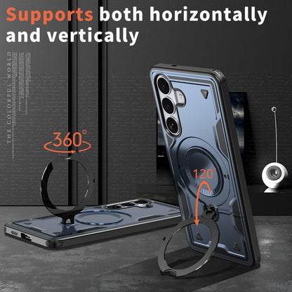 For Galaxy S26 FE 5G Kalebol PC Hybrid TPU Armor MagSafe Ring Holder Phone Case(Blue)