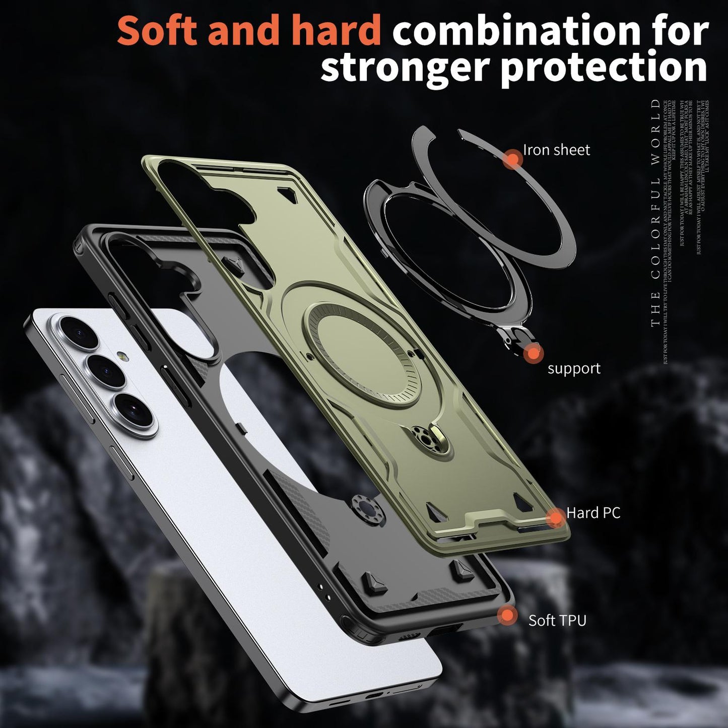For Galaxy S26 FE 5G Kalebol PC Hybrid TPU Armor MagSafe Ring Holder Phone Case(Green)
