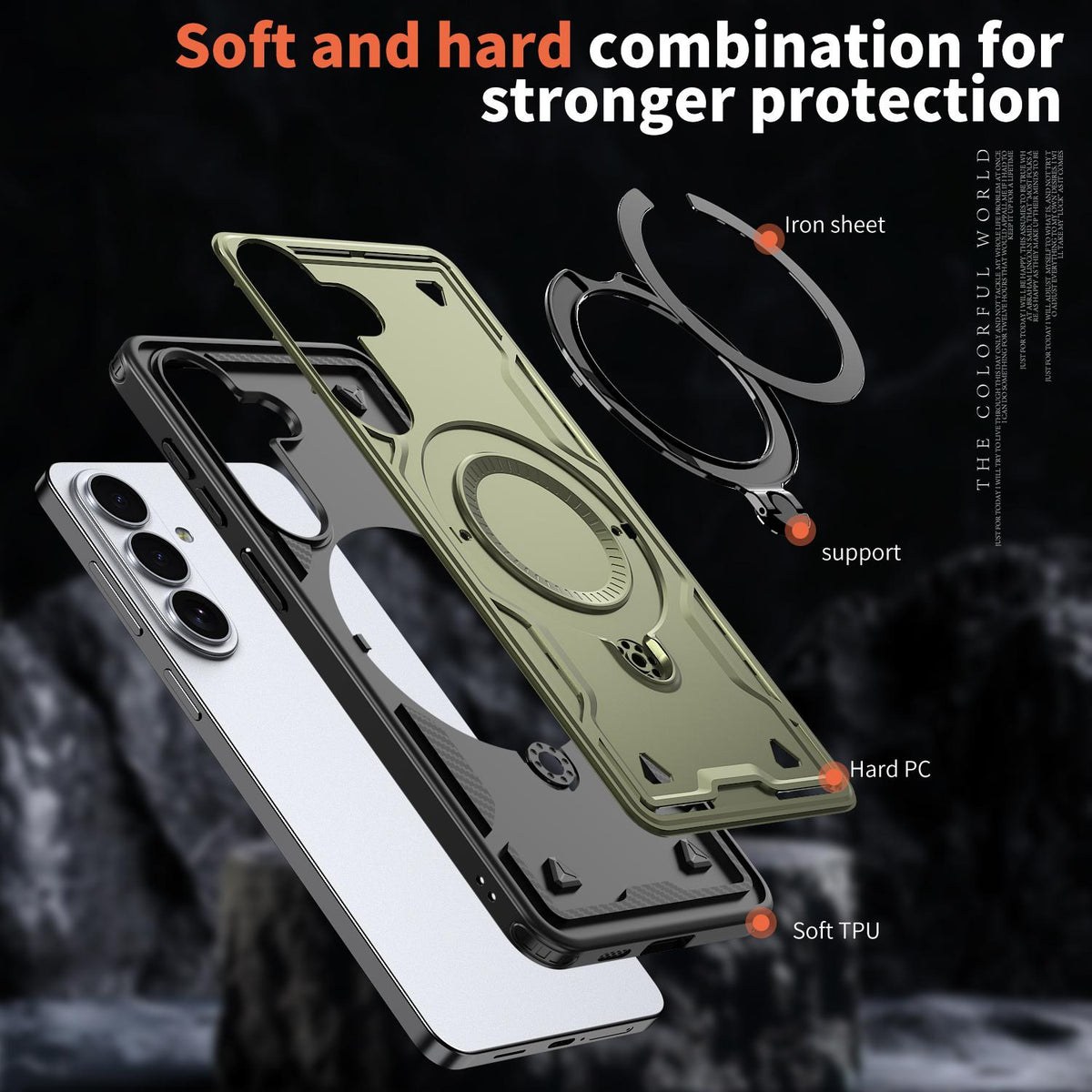 For Galaxy S26 FE 5G Kalebol PC Hybrid TPU Armor MagSafe Ring Holder Phone Case - Green - SYA003148004E
