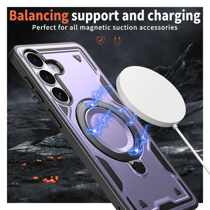 For Galaxy S26 FE 5G Kalebol PC Hybrid TPU Armor MagSafe Ring Holder Phone Case(Purple)