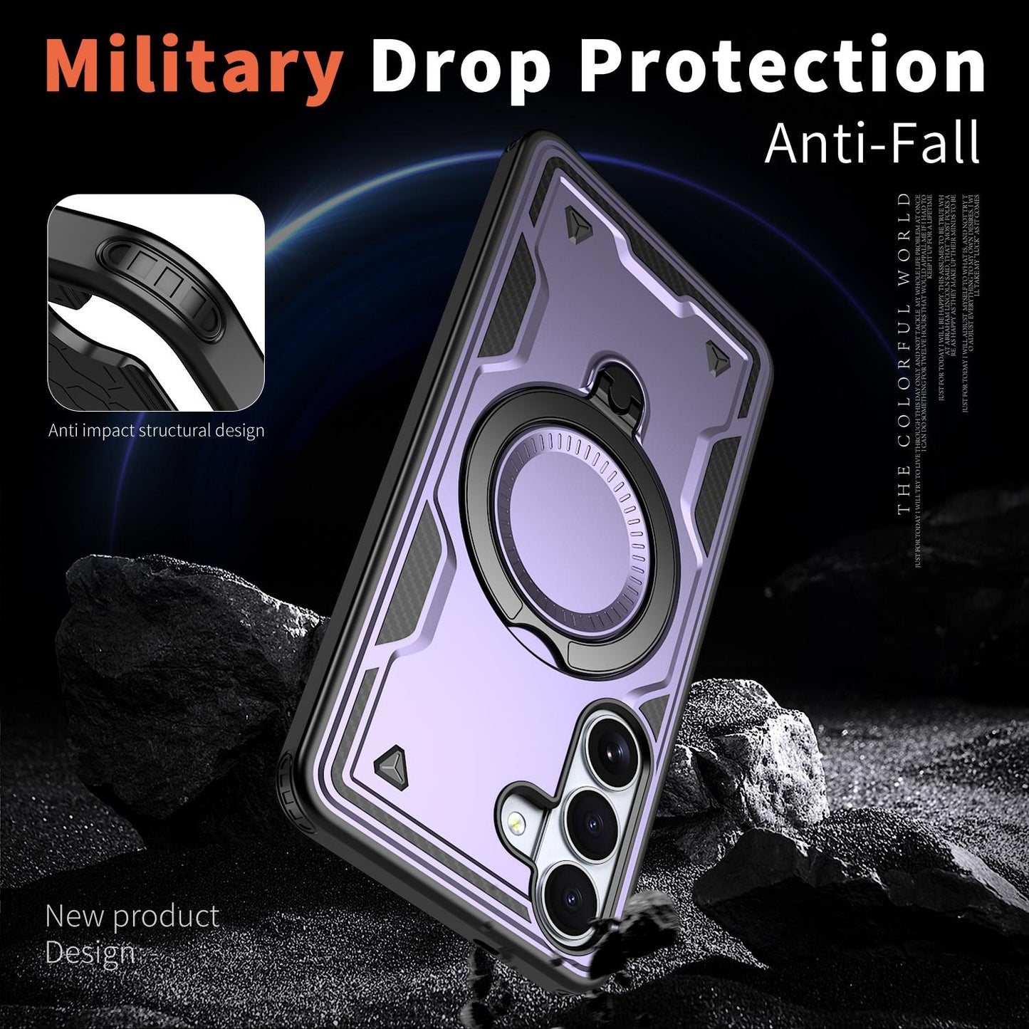 For Galaxy S26 FE 5G Kalebol PC Hybrid TPU Armor MagSafe Ring Holder Phone Case(Purple)