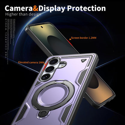 For Galaxy S26 FE 5G Kalebol PC Hybrid TPU Armor MagSafe Ring Holder Phone Case(Purple)