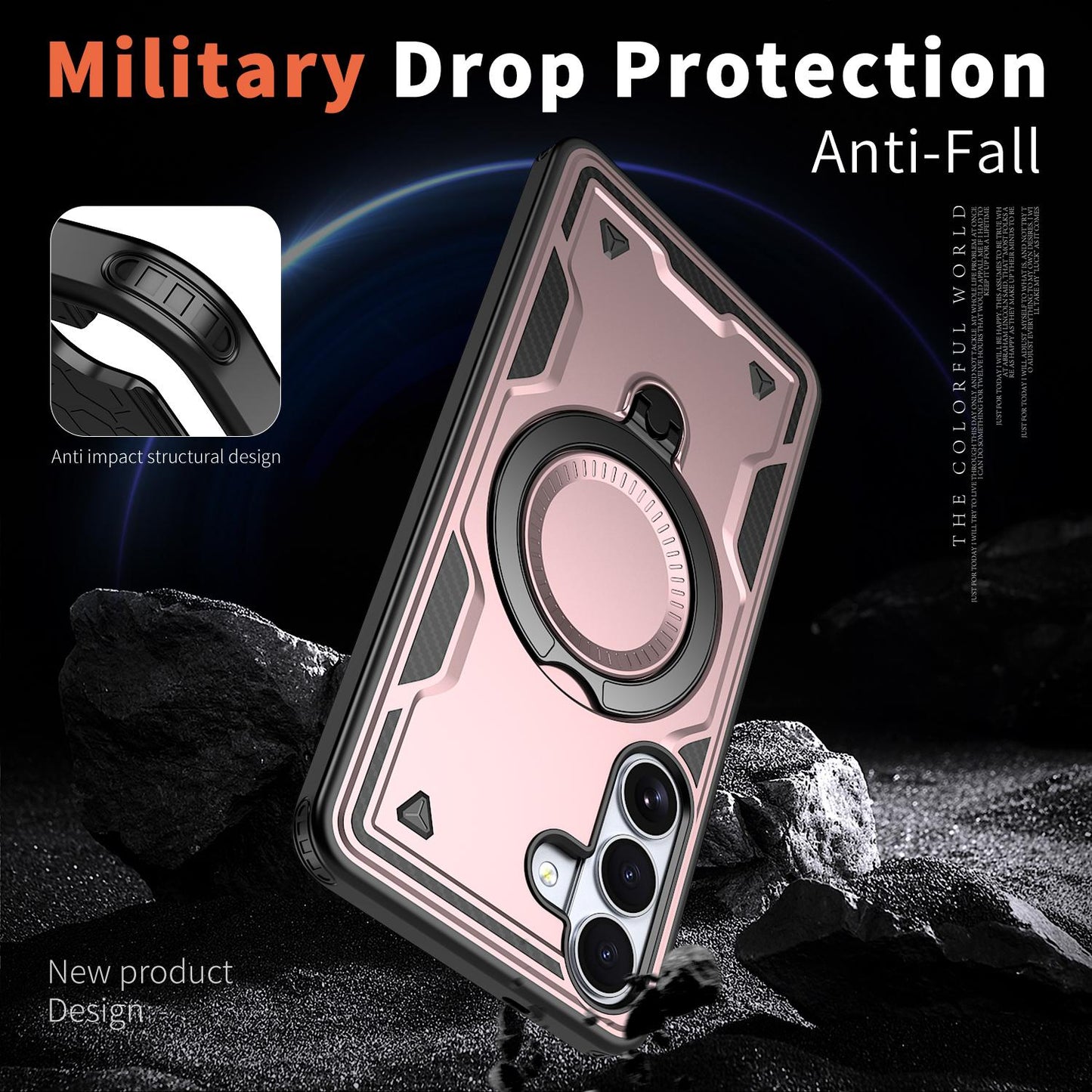 For Galaxy S26 FE 5G Kalebol PC Hybrid TPU Armor MagSafe Ring Holder Phone Case(Rose Gold)