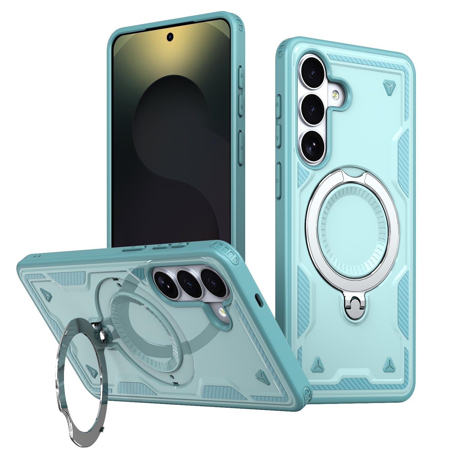 For Galaxy S26 FE 5G Kalebol PC Hybrid TPU Armor MagSafe Ring Holder Phone Case(Light Blue)