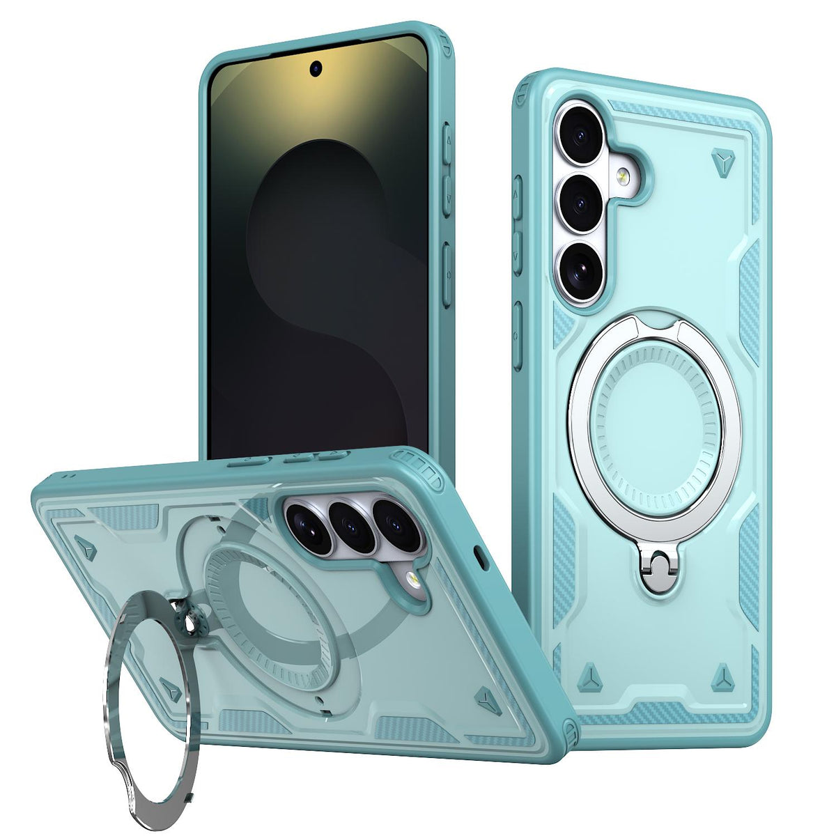 For Galaxy S26 FE 5G Kalebol PC Hybrid TPU Armor MagSafe Ring Holder Phone Case - Light Blue - SYA003148004H