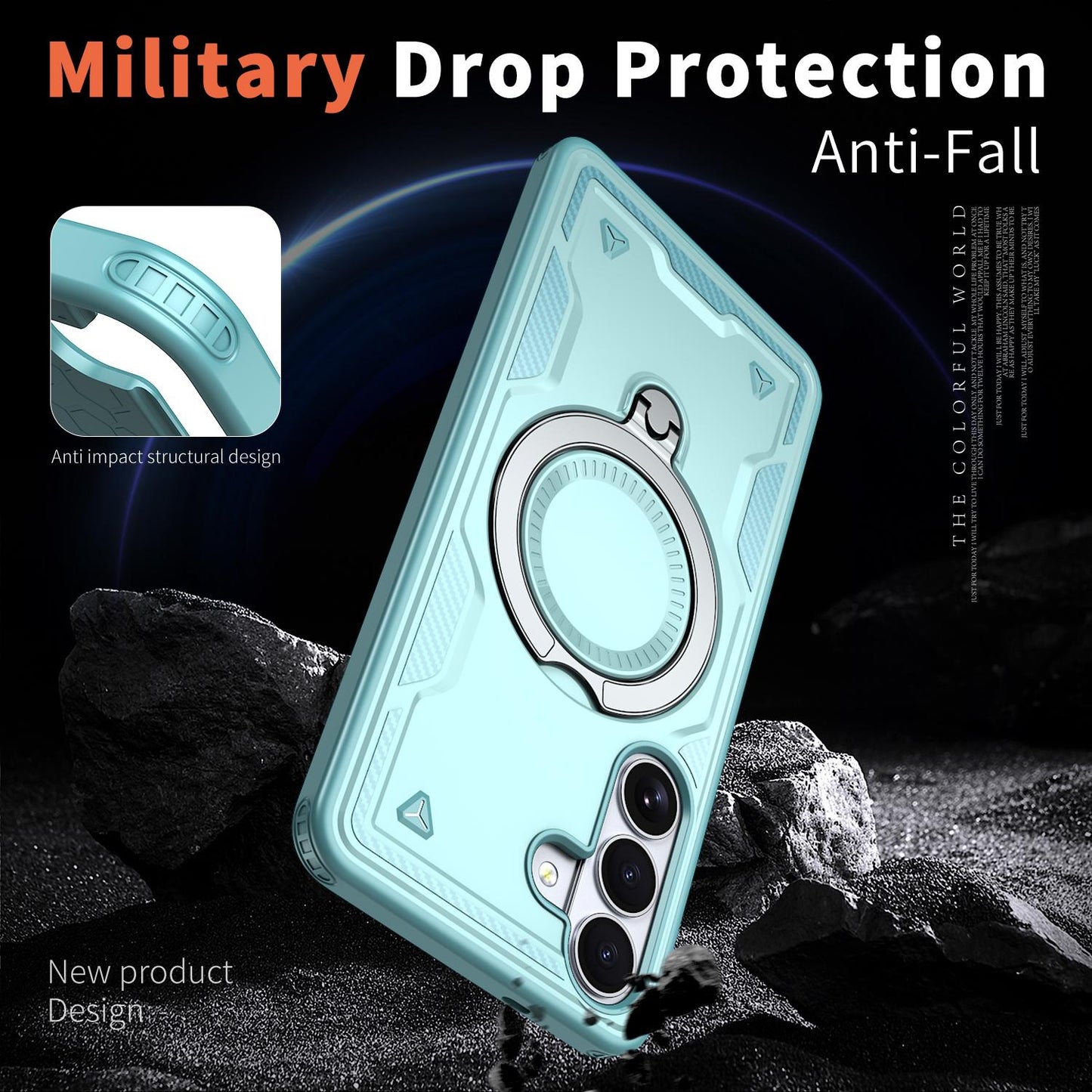 For Galaxy S26 FE 5G Kalebol PC Hybrid TPU Armor MagSafe Ring Holder Phone Case(Light Blue)