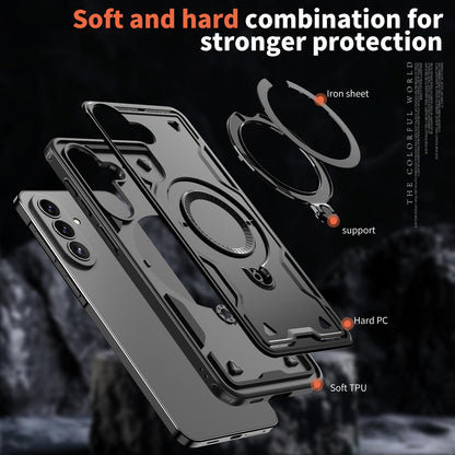 For Galaxy A57 5G Kalebol PC Hybrid TPU Armor MagSafe Ring Holder Phone Case(Black)