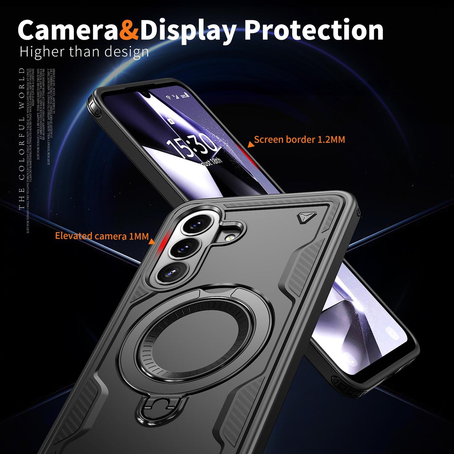 For Galaxy A57 5G Kalebol PC Hybrid TPU Armor MagSafe Ring Holder Phone Case(Black)