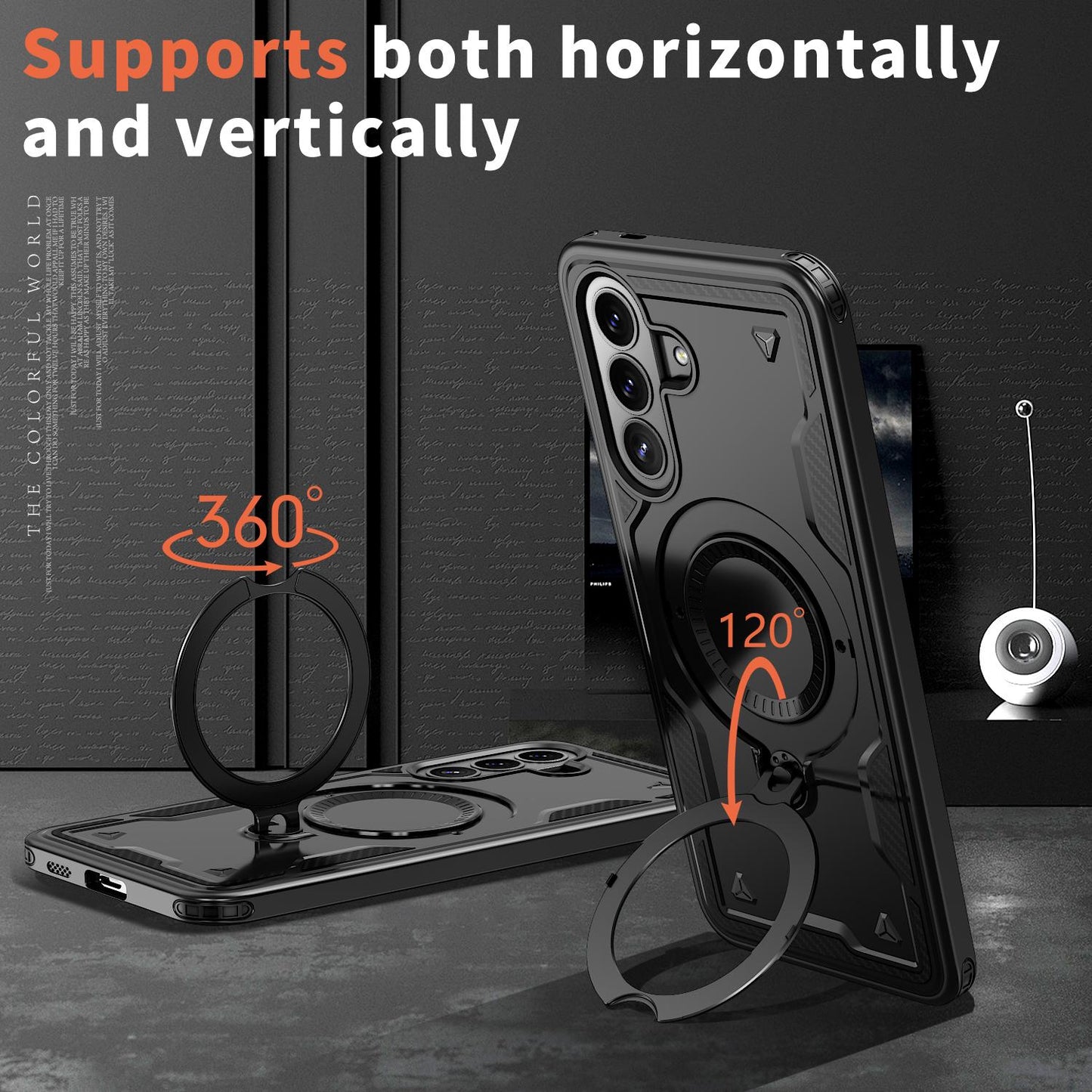 For Galaxy A57 5G Kalebol PC Hybrid TPU Armor MagSafe Ring Holder Phone Case(Black)