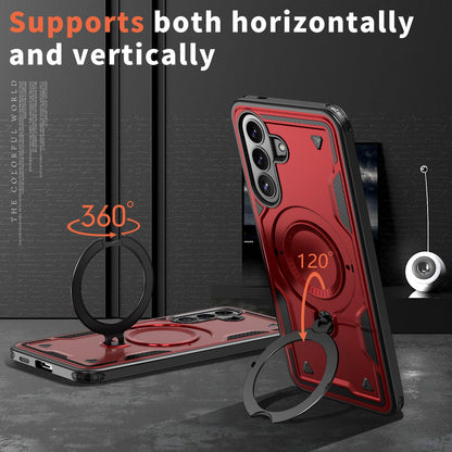 For Galaxy A57 5G Kalebol PC Hybrid TPU Armor MagSafe Ring Holder Phone Case(Red)