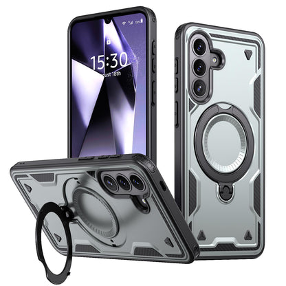 For Galaxy A57 5G Kalebol PC Hybrid TPU Armor MagSafe Ring Holder Phone Case(Gray)