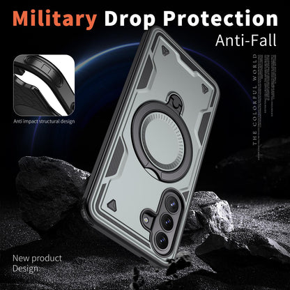 For Galaxy A57 5G Kalebol PC Hybrid TPU Armor MagSafe Ring Holder Phone Case(Gray)