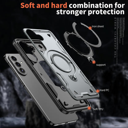 For Galaxy A57 5G Kalebol PC Hybrid TPU Armor MagSafe Ring Holder Phone Case(Gray)