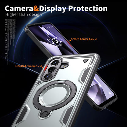For Galaxy A57 5G Kalebol PC Hybrid TPU Armor MagSafe Ring Holder Phone Case(Gray)
