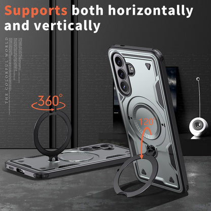 For Galaxy A57 5G Kalebol PC Hybrid TPU Armor MagSafe Ring Holder Phone Case(Gray)