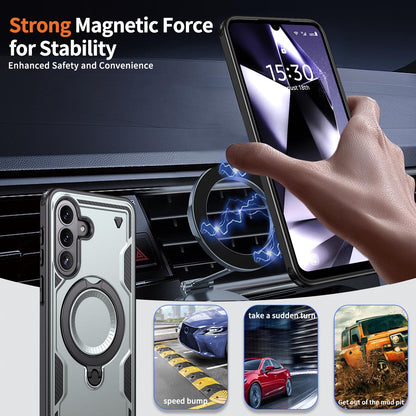 For Galaxy A57 5G Kalebol PC Hybrid TPU Armor MagSafe Ring Holder Phone Case(Gray)
