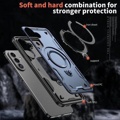 For Galaxy A57 5G Kalebol PC Hybrid TPU Armor MagSafe Ring Holder Phone Case(Blue)