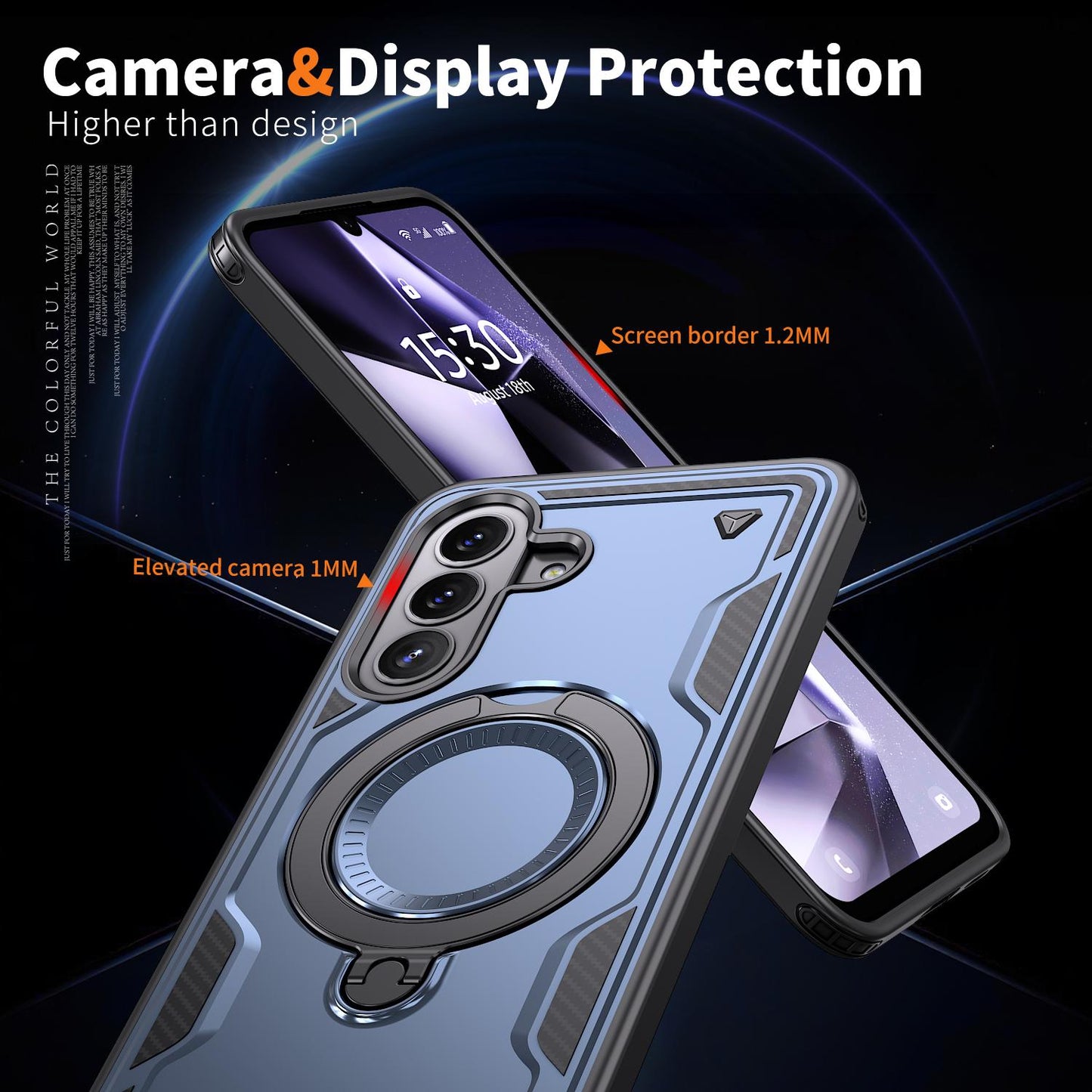 For Galaxy A57 5G Kalebol PC Hybrid TPU Armor MagSafe Ring Holder Phone Case(Blue)
