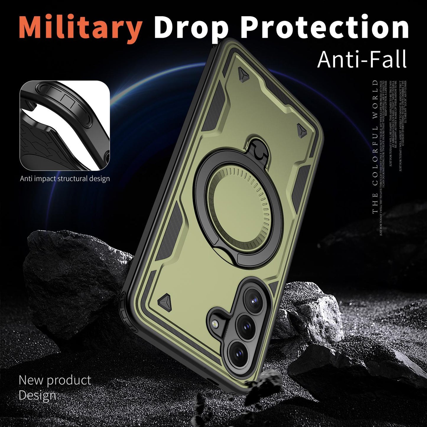 For Galaxy A57 5G Kalebol PC Hybrid TPU Armor MagSafe Ring Holder Phone Case(Green)