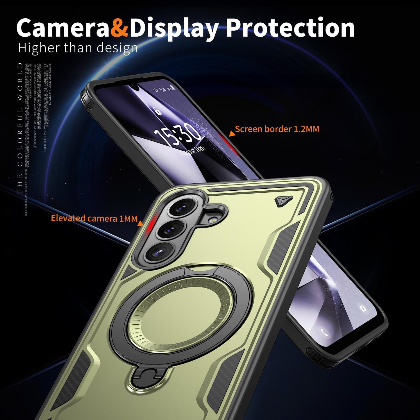 For Galaxy A57 5G Kalebol PC Hybrid TPU Armor MagSafe Ring Holder Phone Case(Green)