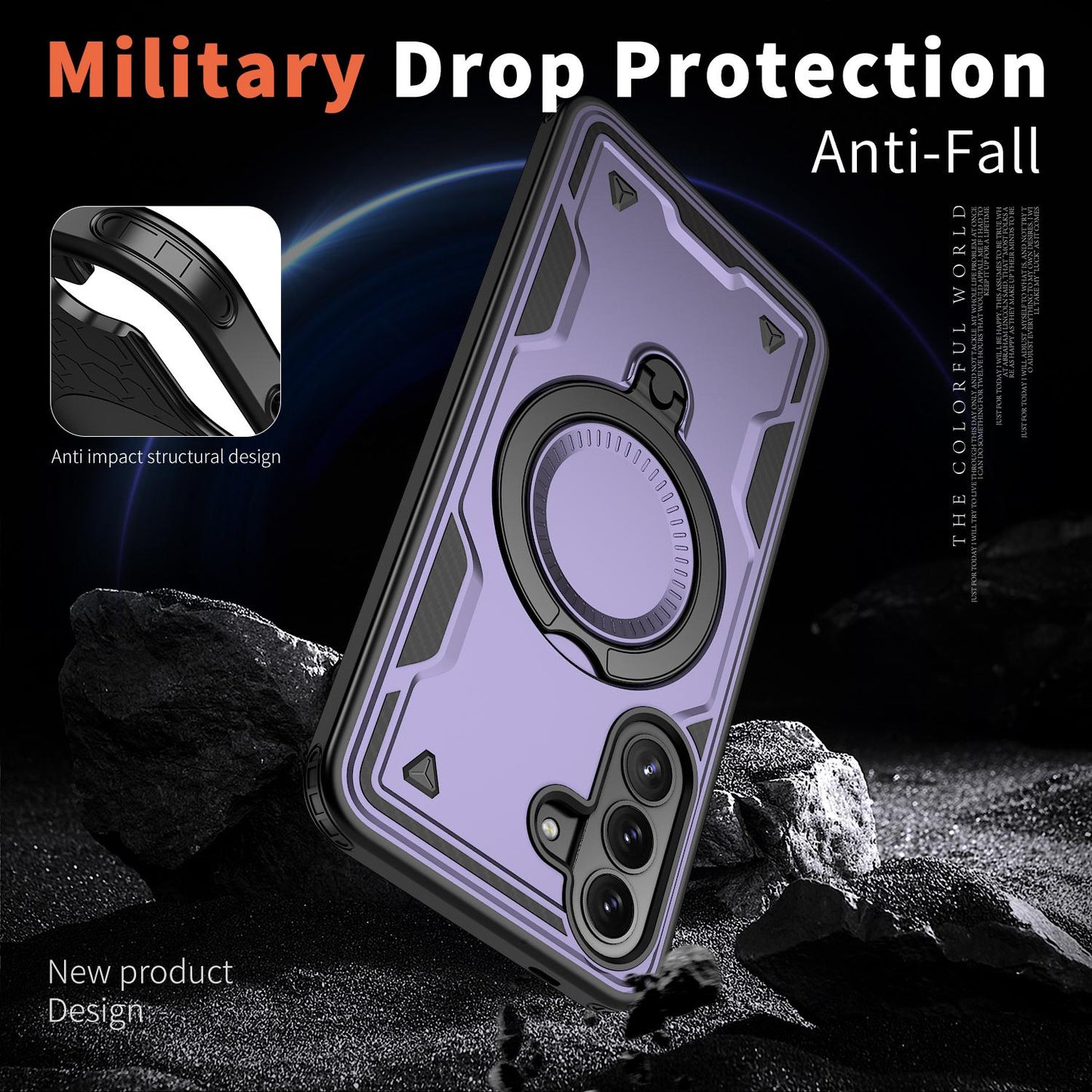 For Galaxy A57 5G Kalebol PC Hybrid TPU Armor MagSafe Ring Holder Phone Case(Purple)