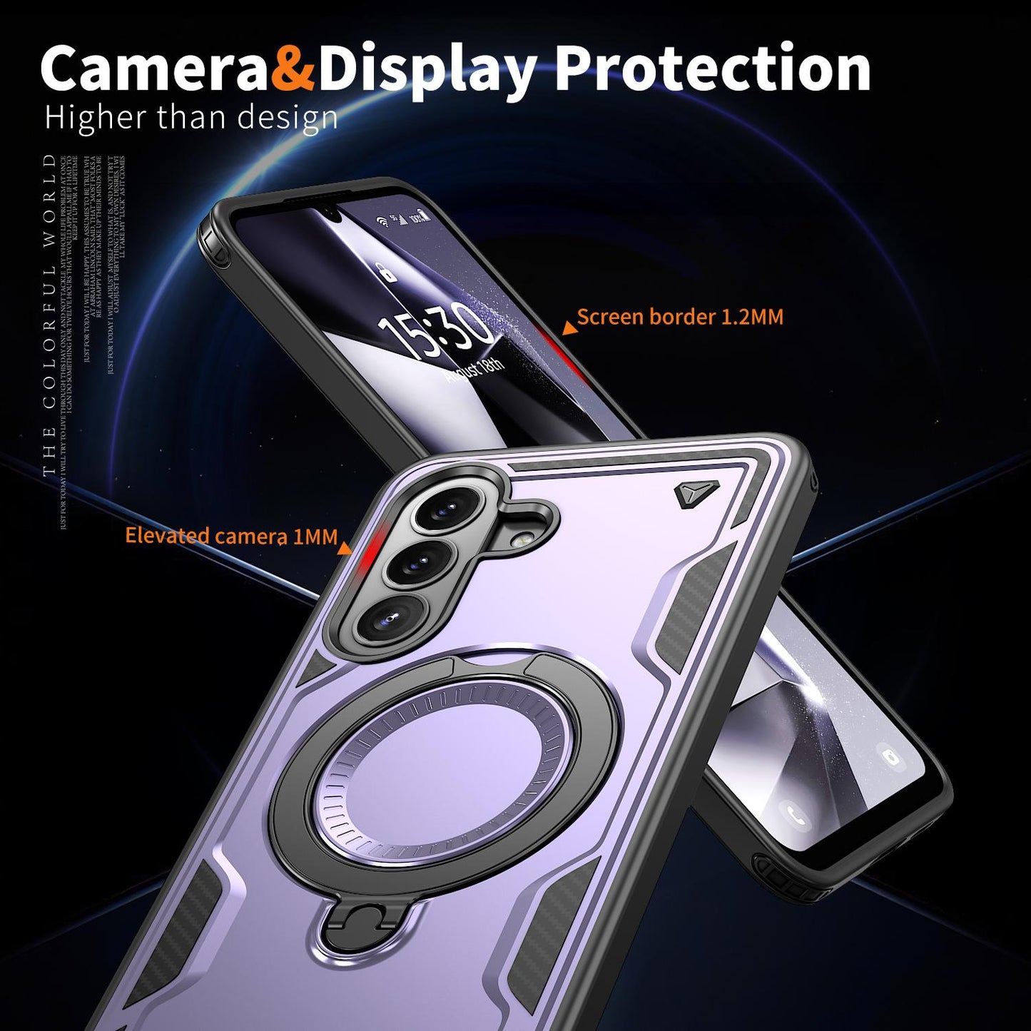 For Galaxy A57 5G Kalebol PC Hybrid TPU Armor MagSafe Ring Holder Phone Case(Purple)