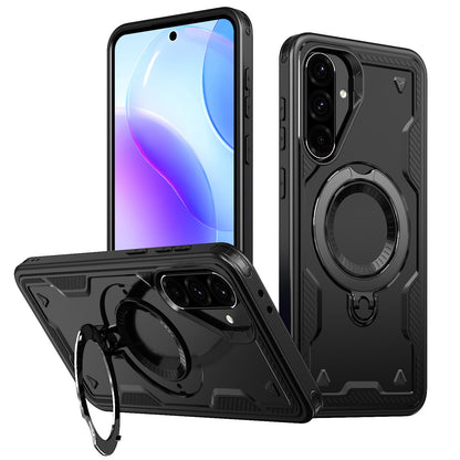 For Galaxy A37 5G Kalebol PC Hybrid TPU Armor MagSafe Ring Holder Phone Case(Black)