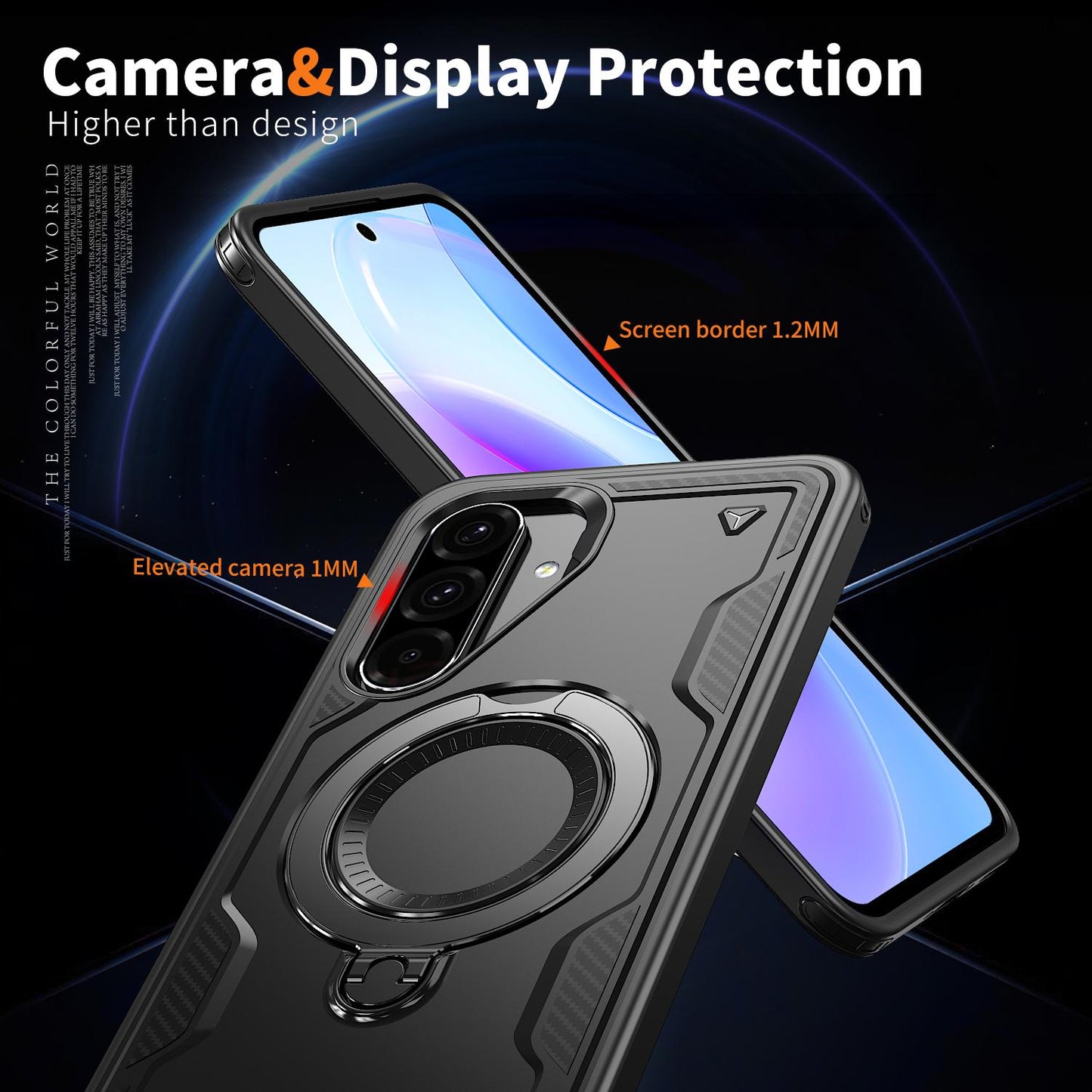 For Galaxy A37 5G Kalebol PC Hybrid TPU Armor MagSafe Ring Holder Phone Case(Black)