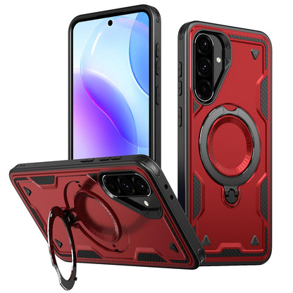For Galaxy A37 5G Kalebol PC Hybrid TPU Armor MagSafe Ring Holder Phone Case(Red)