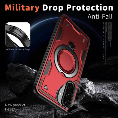 For Galaxy A37 5G Kalebol PC Hybrid TPU Armor MagSafe Ring Holder Phone Case(Red)
