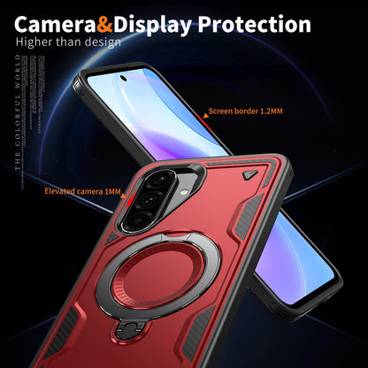 For Galaxy A37 5G Kalebol PC Hybrid TPU Armor MagSafe Ring Holder Phone Case(Red)
