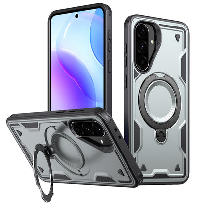 For Galaxy A37 5G Kalebol PC Hybrid TPU Armor MagSafe Ring Holder Phone Case(Gray)