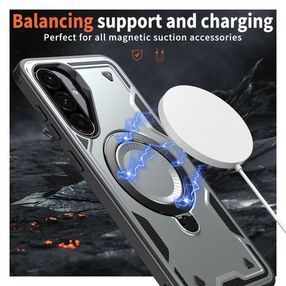 For Galaxy A37 5G Kalebol PC Hybrid TPU Armor MagSafe Ring Holder Phone Case(Gray)