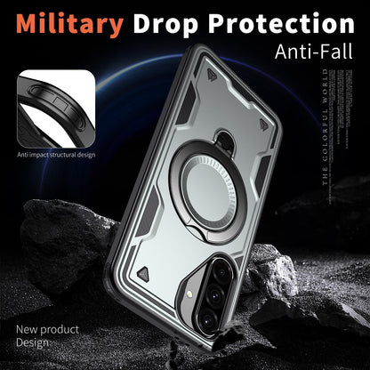 For Galaxy A37 5G Kalebol PC Hybrid TPU Armor MagSafe Ring Holder Phone Case(Gray)