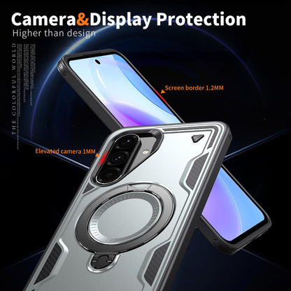 For Galaxy A37 5G Kalebol PC Hybrid TPU Armor MagSafe Ring Holder Phone Case(Gray)