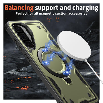 For Galaxy A37 5G Kalebol PC Hybrid TPU Armor MagSafe Ring Holder Phone Case(Green)