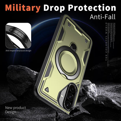 For Galaxy A37 5G Kalebol PC Hybrid TPU Armor MagSafe Ring Holder Phone Case(Green)