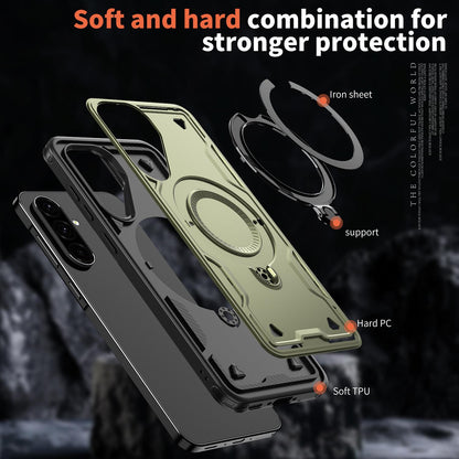 For Galaxy A37 5G Kalebol PC Hybrid TPU Armor MagSafe Ring Holder Phone Case(Green)