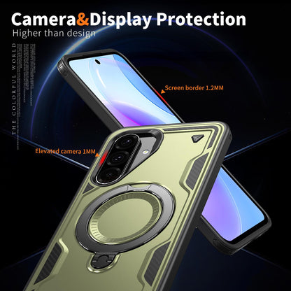 For Galaxy A37 5G Kalebol PC Hybrid TPU Armor MagSafe Ring Holder Phone Case(Green)