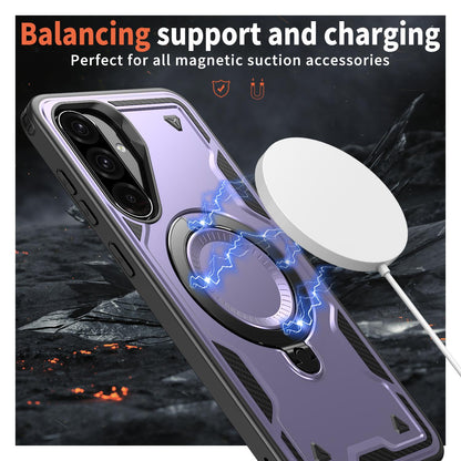 For Galaxy A37 5G Kalebol PC Hybrid TPU Armor MagSafe Ring Holder Phone Case(Purple)