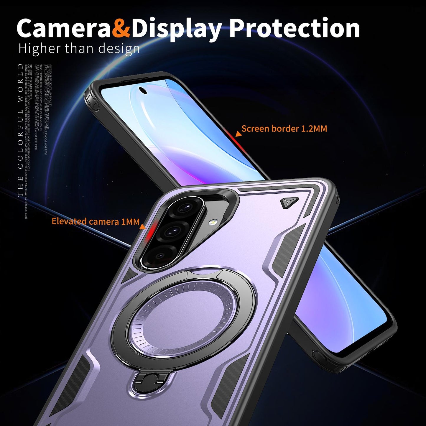 For Galaxy A37 5G Kalebol PC Hybrid TPU Armor MagSafe Ring Holder Phone Case(Purple)