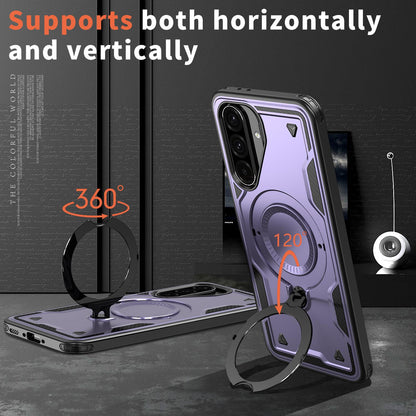 For Galaxy A37 5G Kalebol PC Hybrid TPU Armor MagSafe Ring Holder Phone Case(Purple)