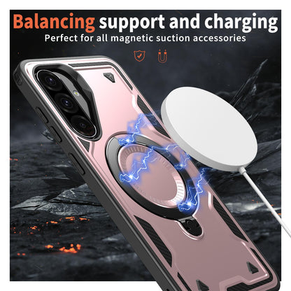 For Galaxy A37 5G Kalebol PC Hybrid TPU Armor MagSafe Ring Holder Phone Case(Rose Gold)