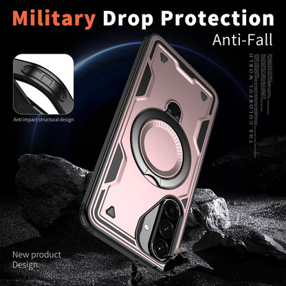 For Galaxy A37 5G Kalebol PC Hybrid TPU Armor MagSafe Ring Holder Phone Case(Rose Gold)