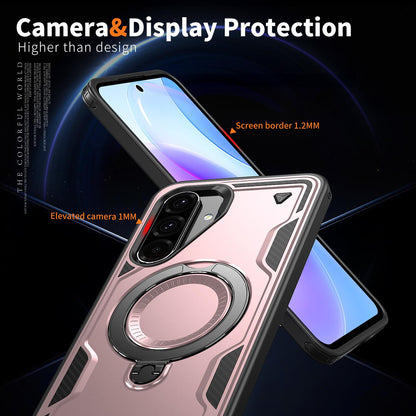 For Galaxy A37 5G Kalebol PC Hybrid TPU Armor MagSafe Ring Holder Phone Case(Rose Gold)