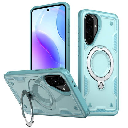 For Galaxy A37 5G Kalebol PC Hybrid TPU Armor MagSafe Ring Holder Phone Case(Light Blue)