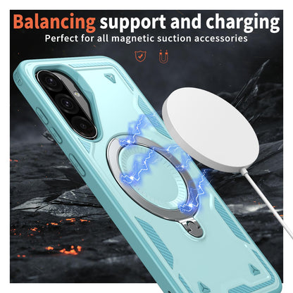 For Galaxy A37 5G Kalebol PC Hybrid TPU Armor MagSafe Ring Holder Phone Case(Light Blue)