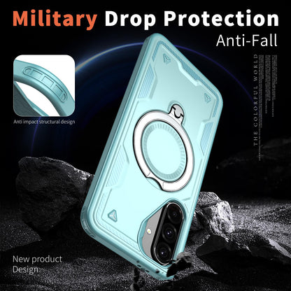 For Galaxy A37 5G Kalebol PC Hybrid TPU Armor MagSafe Ring Holder Phone Case(Light Blue)