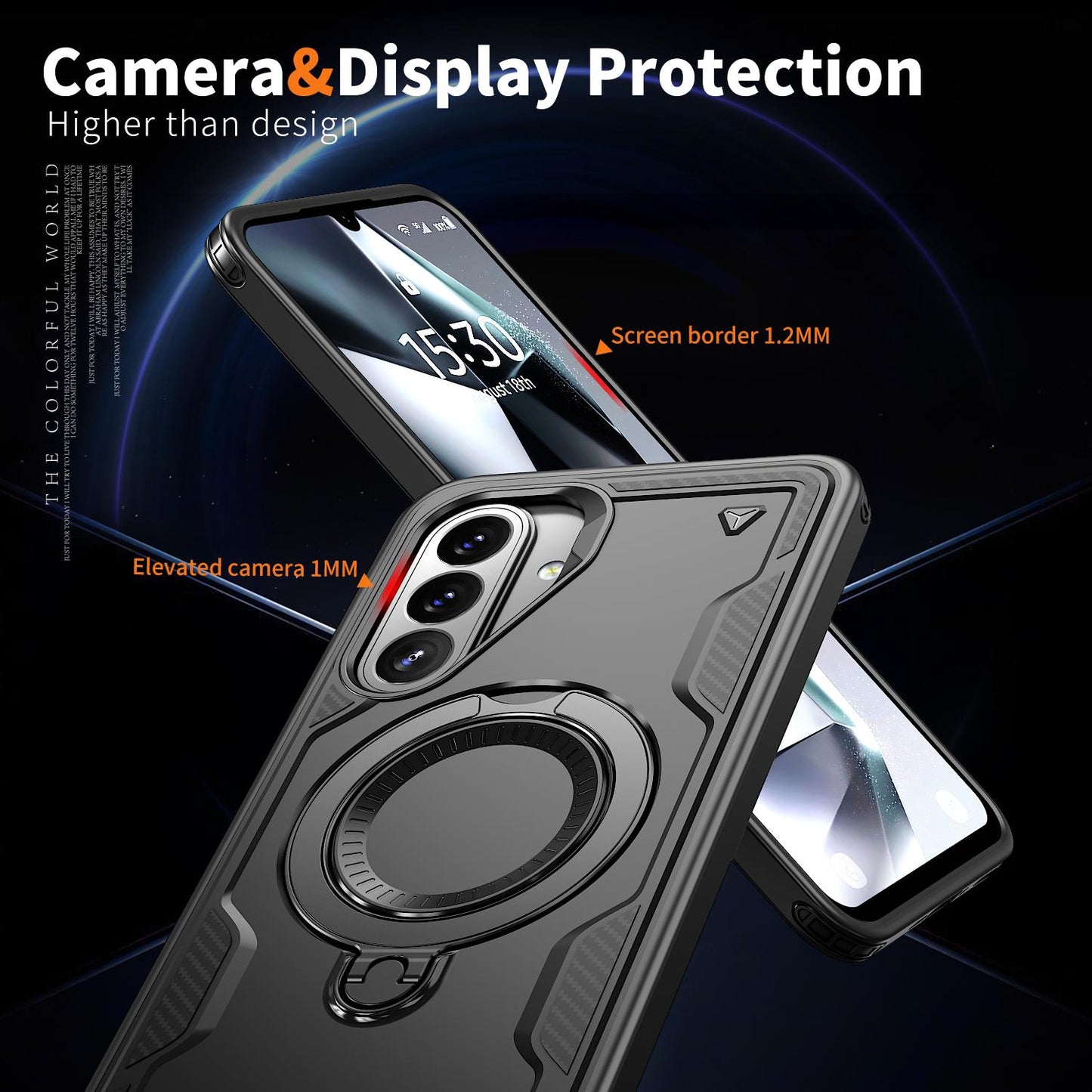 For Galaxy A27 5G Kalebol PC Hybrid TPU Armor MagSafe Ring Holder Phone Case(Black)